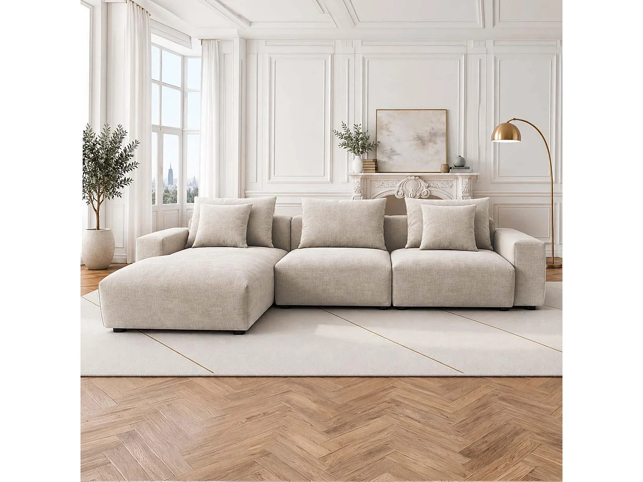 Mayfield Beige Universal Corner Sofa with Reversible Chaise