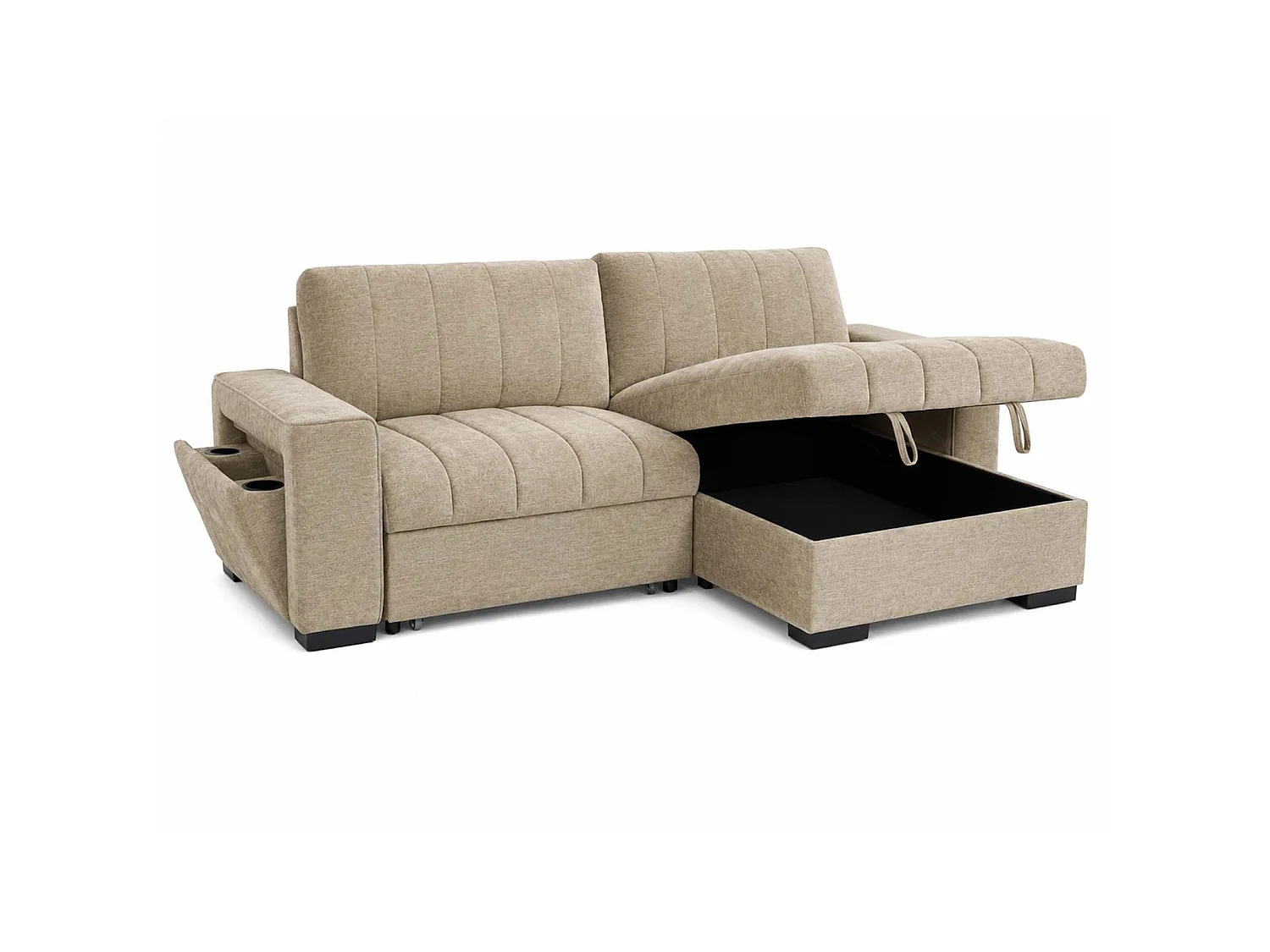 Frankie Beige Universal Corner Sofa Bed with Storage USB & Cupholder