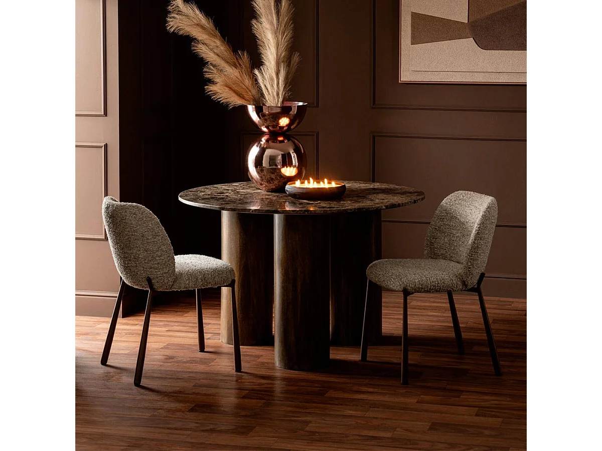 Table à Manger en Marbre "Isaak" 120cm Marron