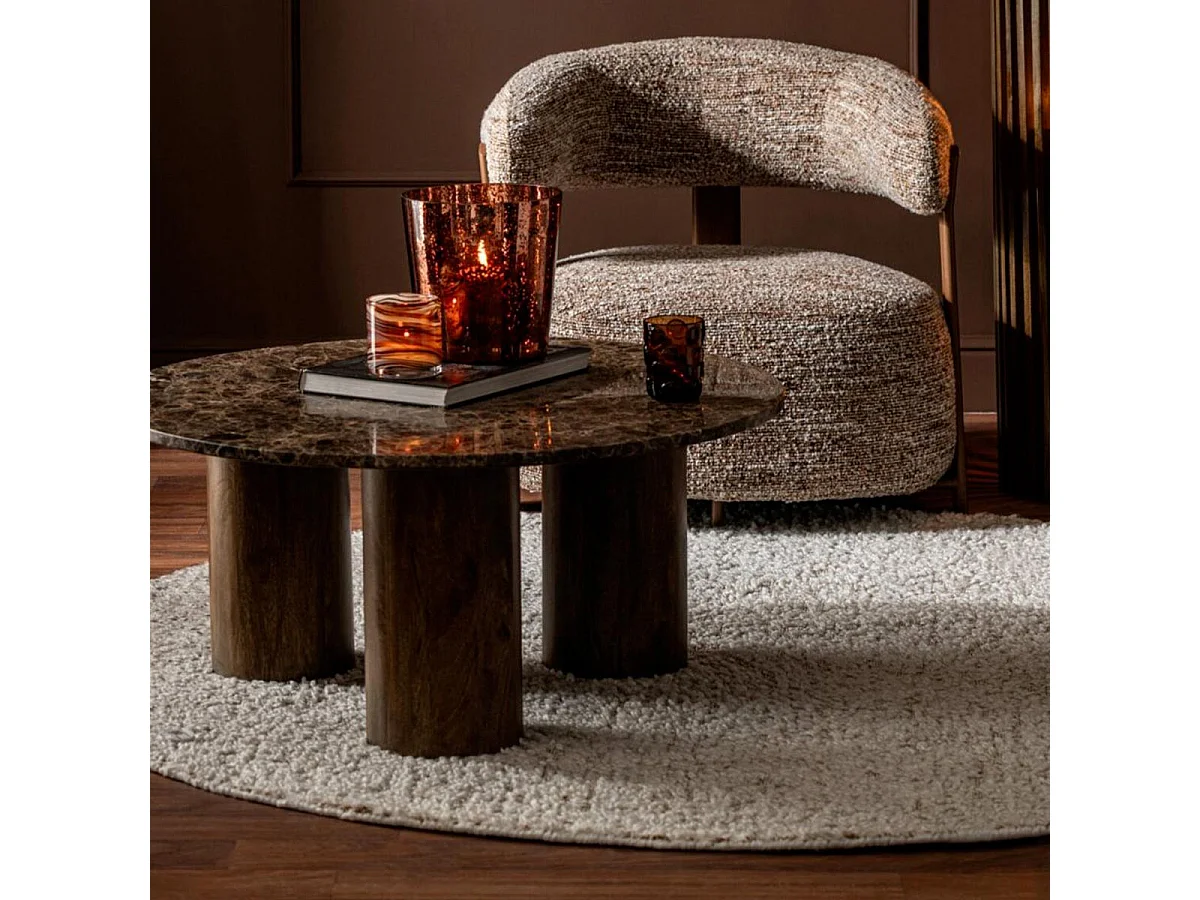 Table Basse en Marbre "Isaak" 90cm Marron