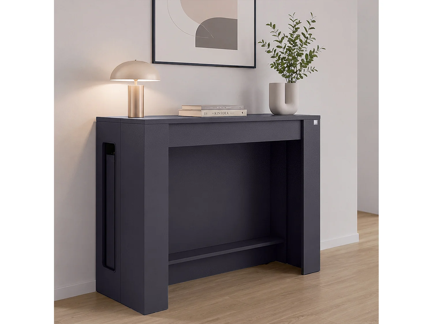 Tavolo consolle allungabile, tavolo da pranzo 45/300×90 cm grigio antracite - Atena