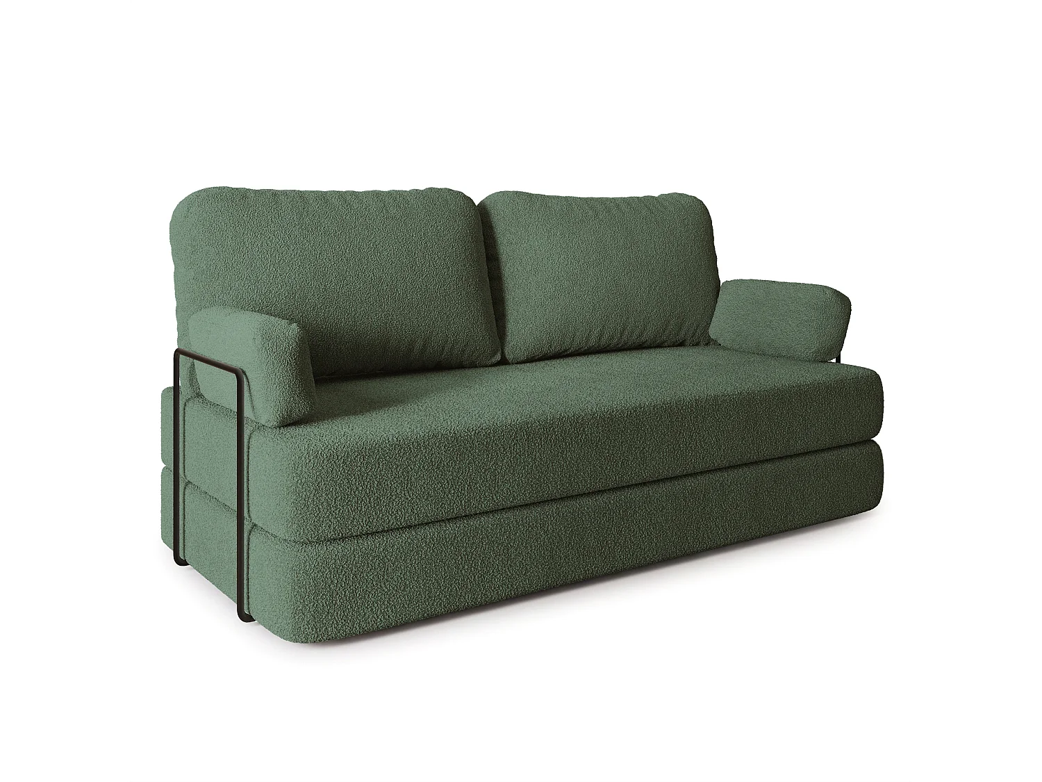 Canapé compressé NIKSI avec cadre métallique, Tissu bouclé, Vert