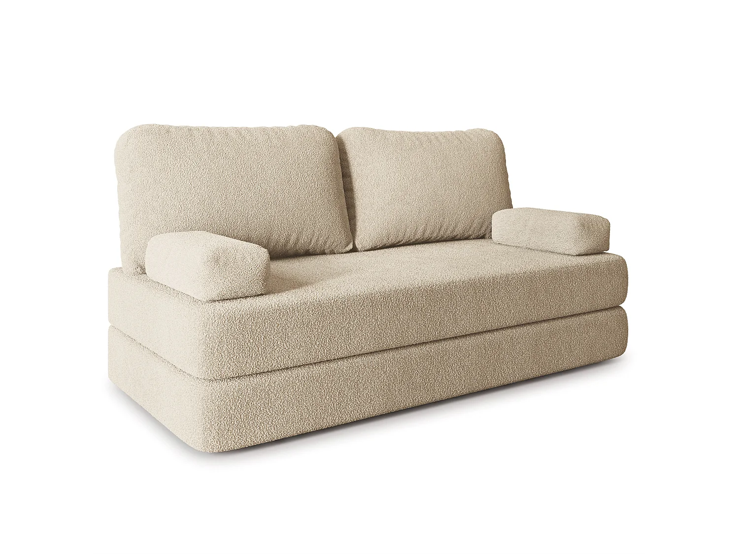 Canapé compressé NIKSI sans cadre métallique, Tissu bouclé, Crème