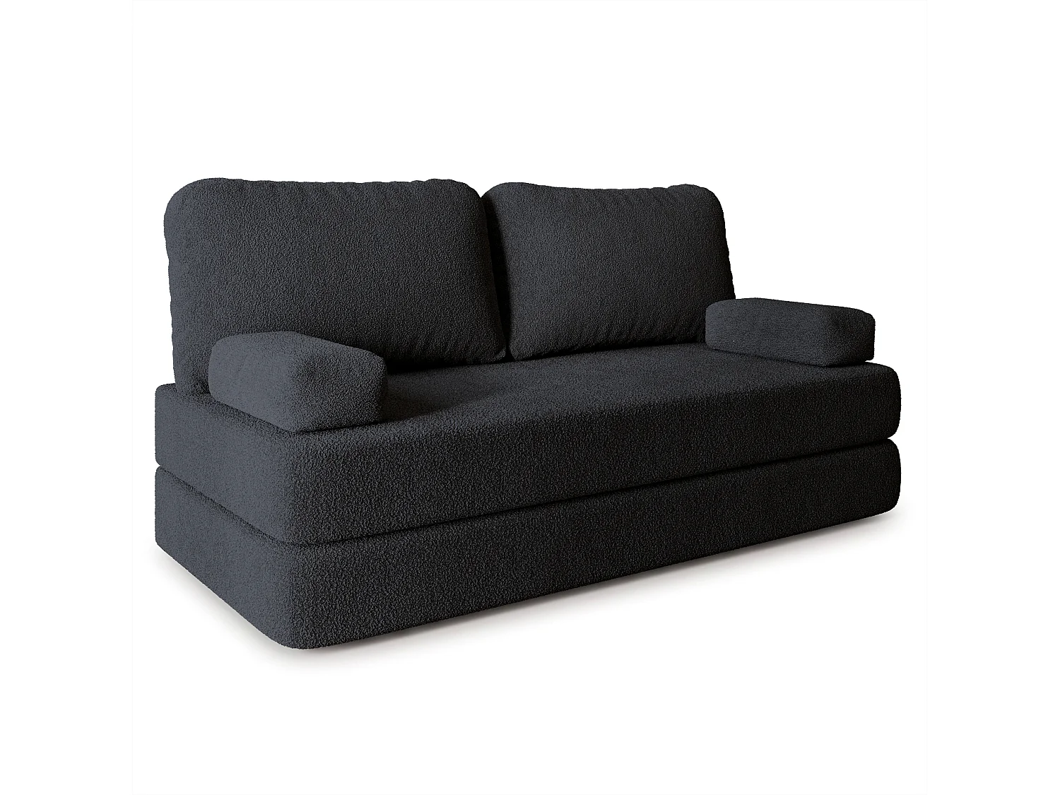 Canapé compressé NIKSI sans cadre métallique, Tissu bouclé, Noir