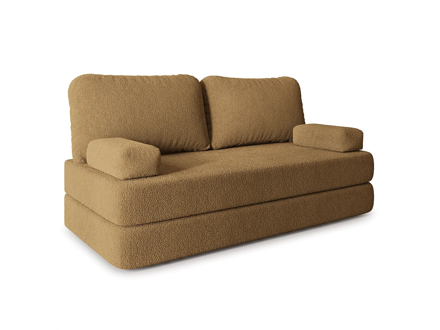 Canapé compressé NIKSI sans cadre métallique, Tissu bouclé, Miel