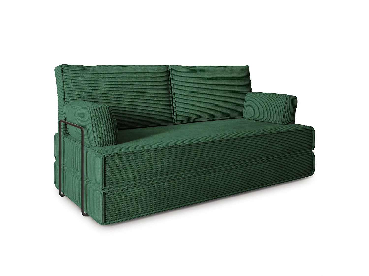 Canapé compressé SILAR avec cadre métallique, Velours côtelé POSO, Vert