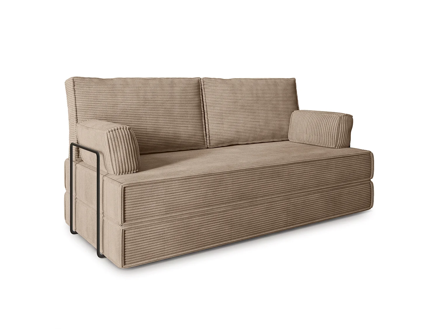 Canapé compressé SILAR avec cadre métallique, Velours côtelé POSO, Beige