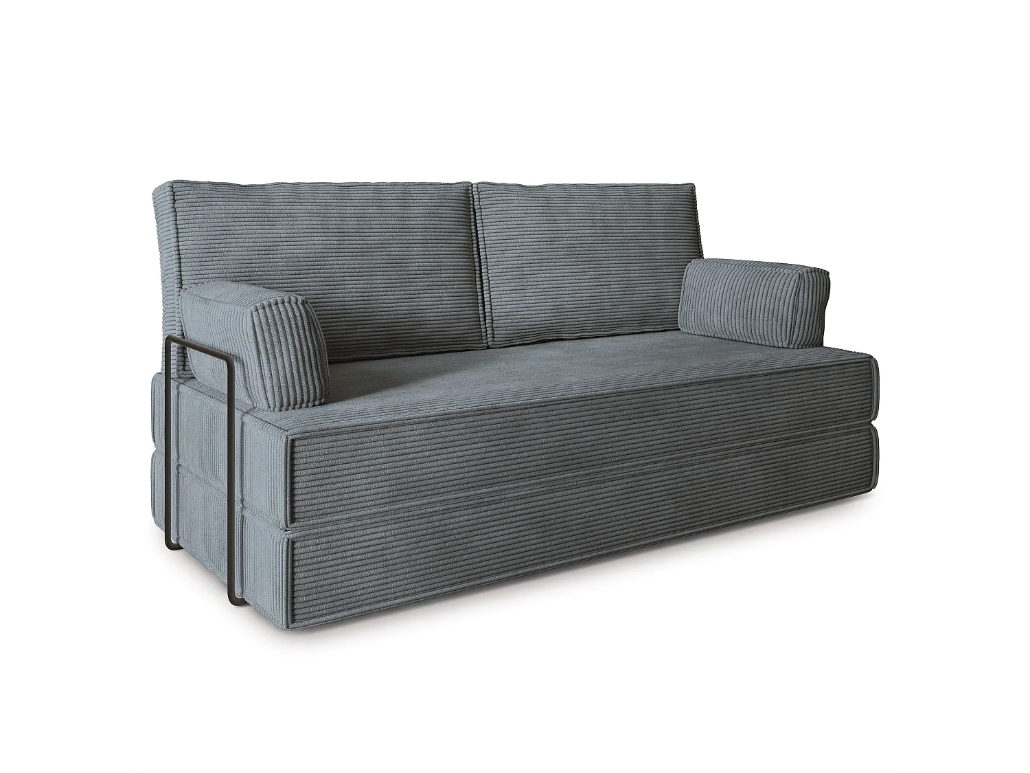 Canapé compressé SILAR avec cadre métallique, Velours côtelé POSO, Gris