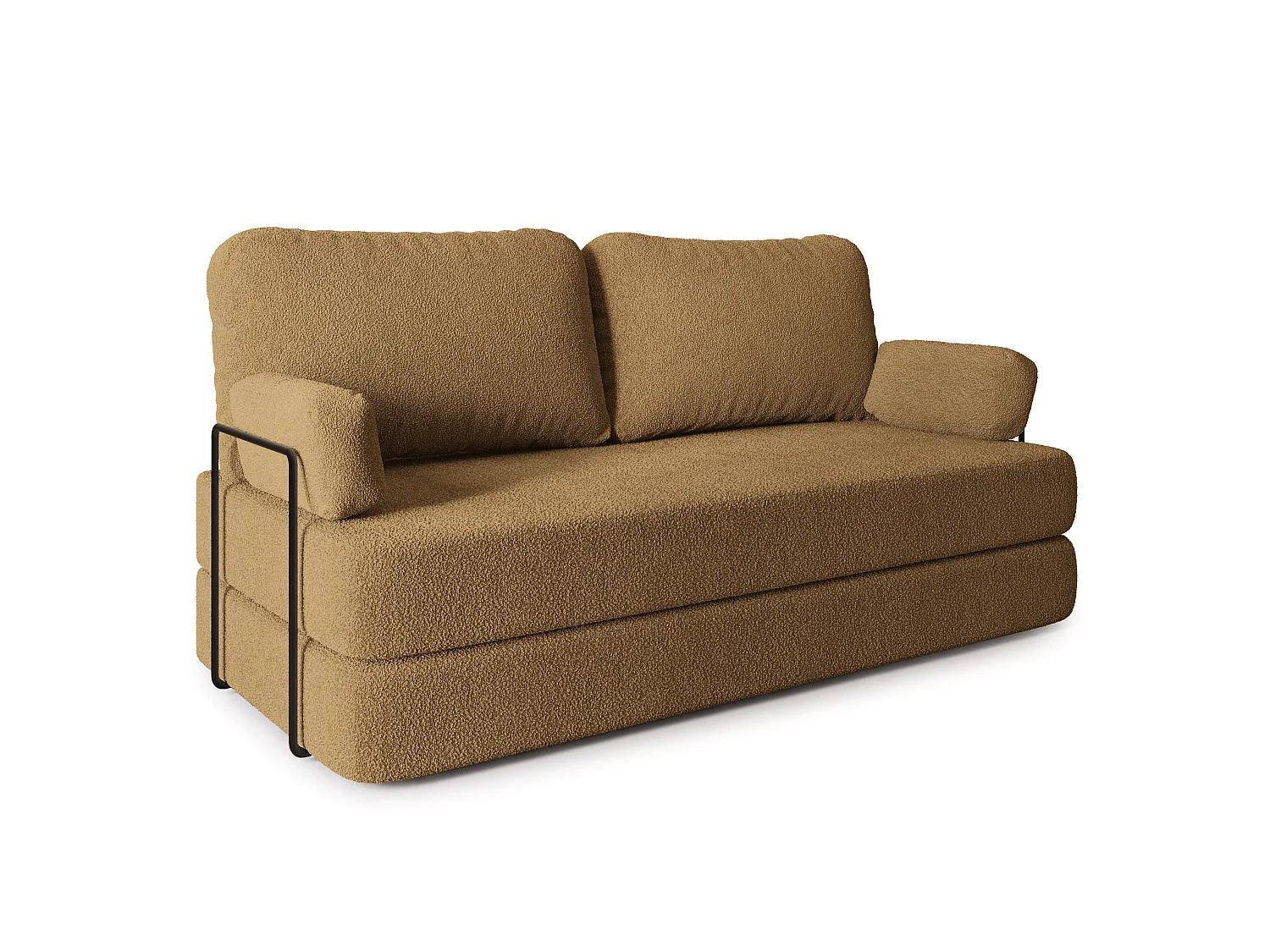 Canapé compressé NIKSI avec cadre métallique, Tissu bouclé, Miel