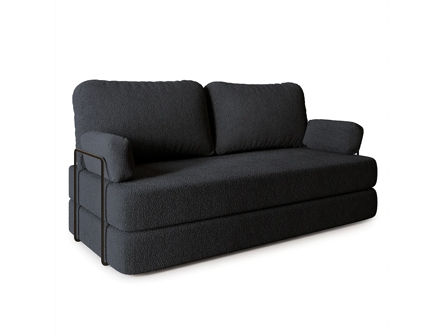 Canapé compressé NIKSI avec cadre métallique, Tissu bouclé, Noir