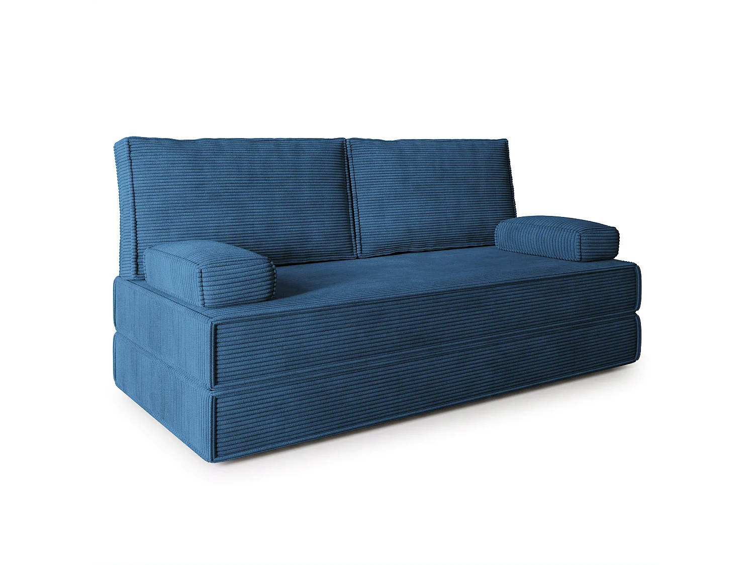 Canapé compressé SILAR sans cadre métallique, Velours côtelé POSO, Bleu