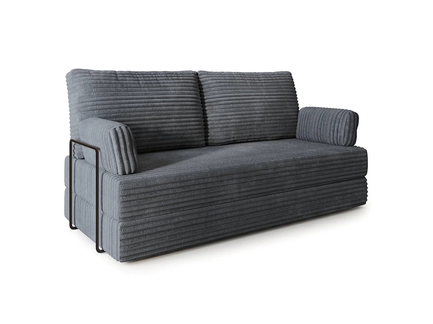 Canapé compressé SILAR avec cadre métallique, Velours côtelé TILIA, Anthracite