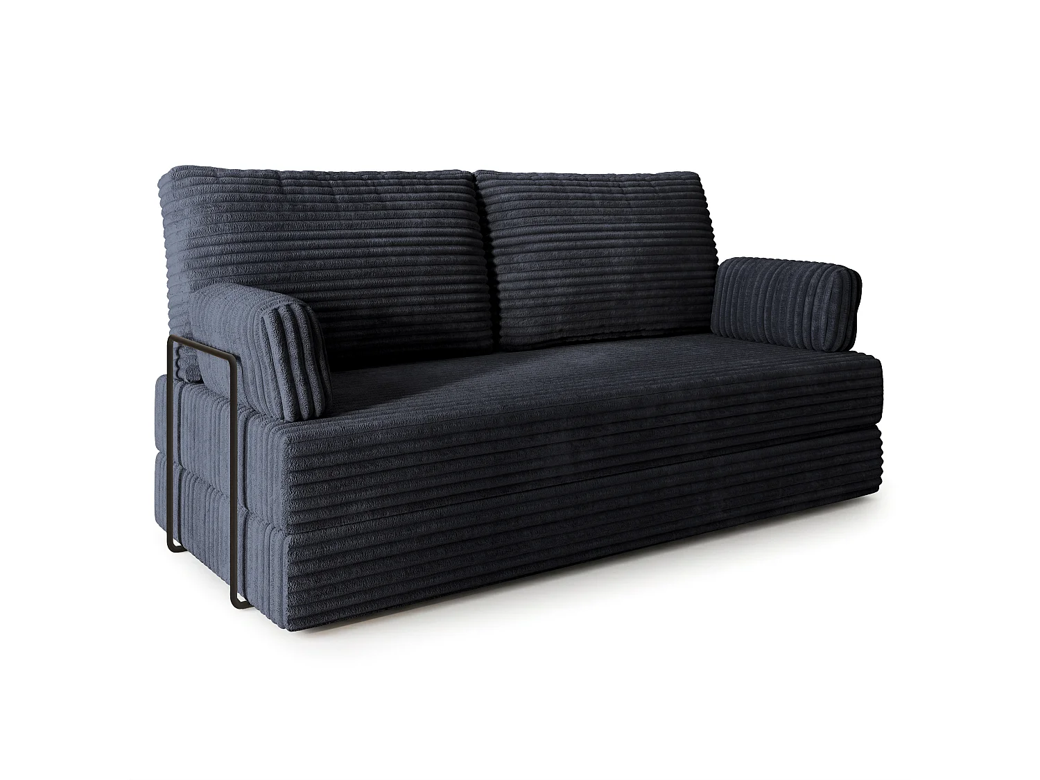 Canapé compressé SILAR avec cadre métallique, Velours côtelé TILIA, Noir