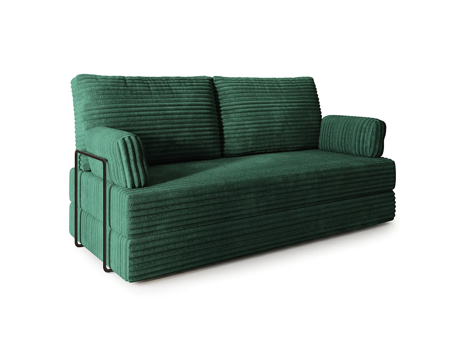 Canapé compressé SILAR avec cadre métallique, Velours côtelé TILIA, Vert bouteille