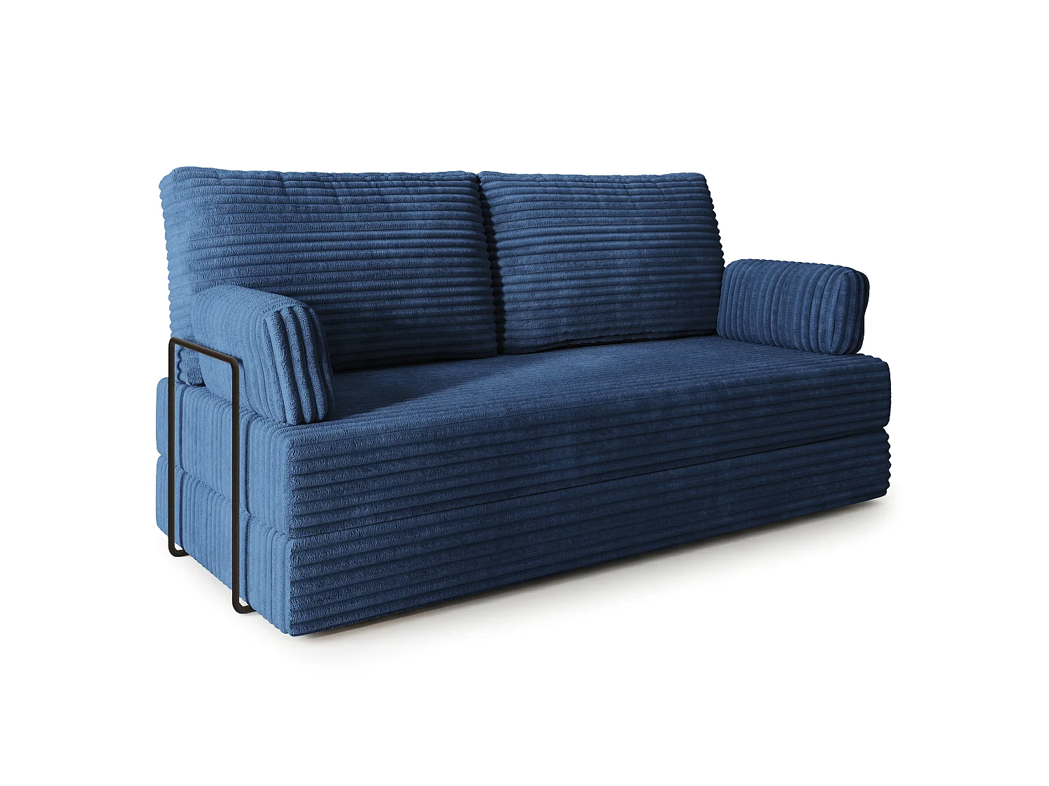Canapé compressé SILAR avec cadre métallique, Velours côtelé TILIA, Bleu
