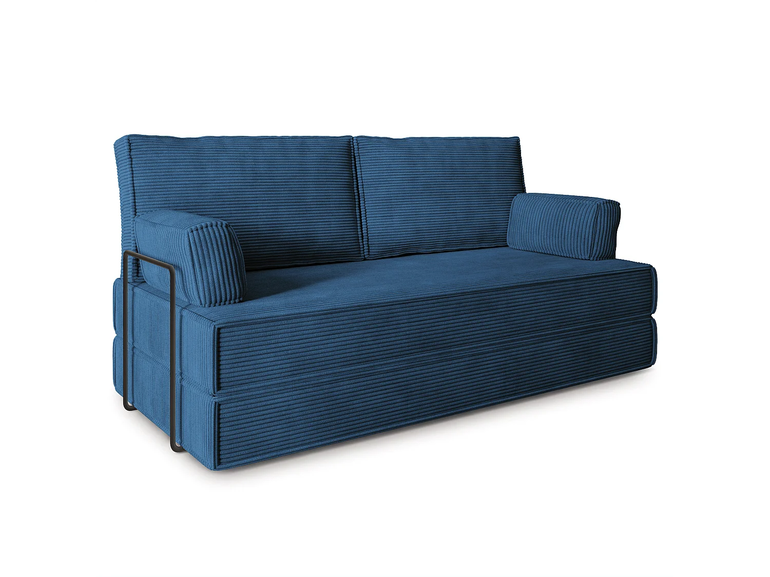Canapé compressé SILAR avec cadre métallique, Velours côtelé POSO, Bleu
