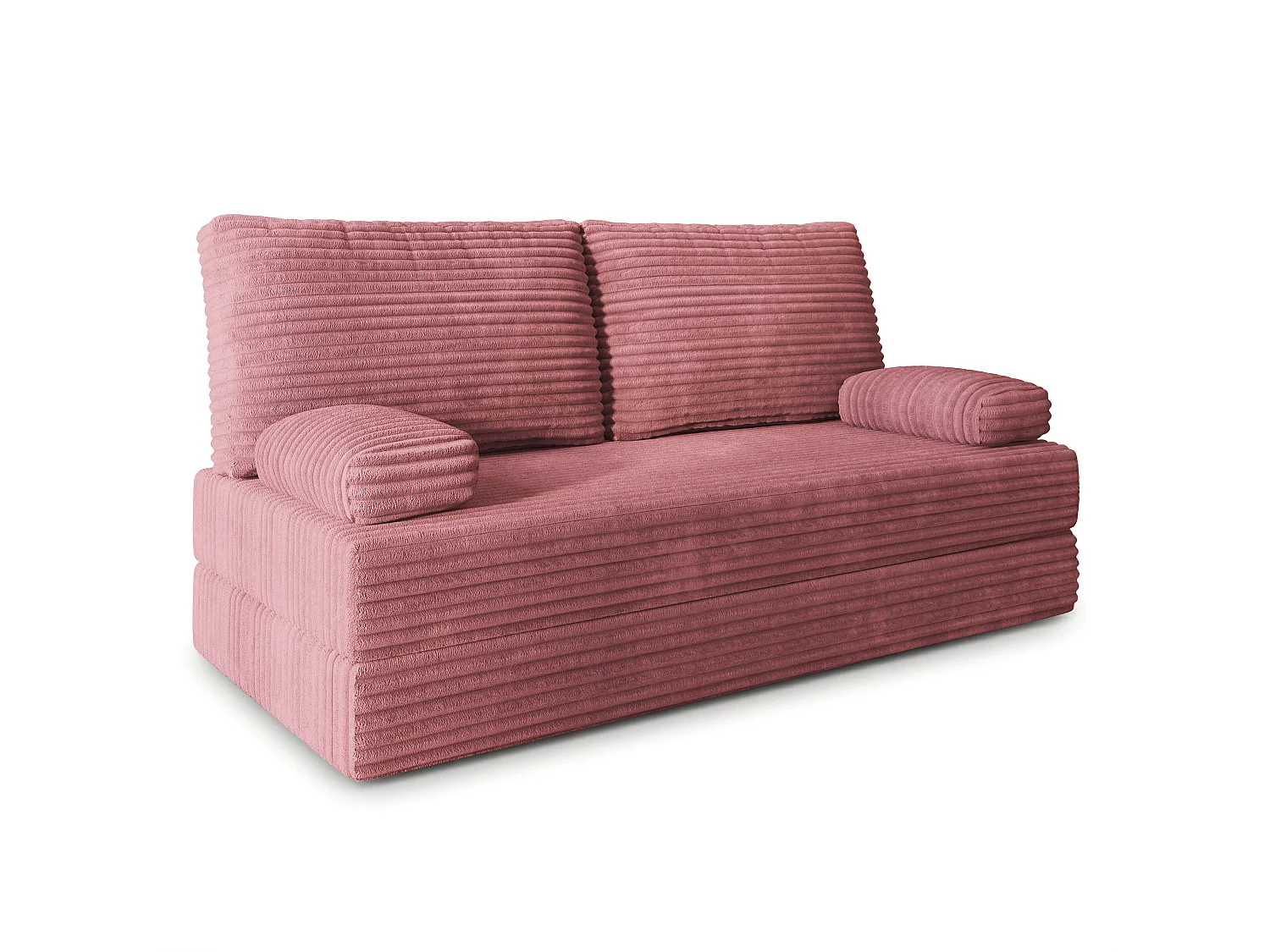 Canapé compressé SILAR sans cadre métallique, Velours côtelé TILIA, Rose poudré