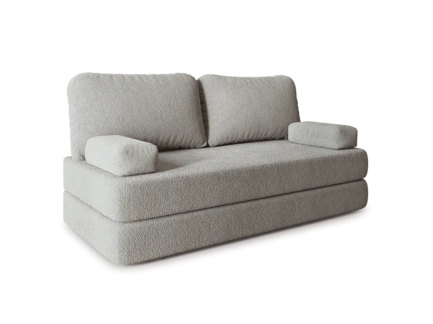 Canapé compressé NIKSI sans cadre métallique, Tissu bouclé, Gris clair
