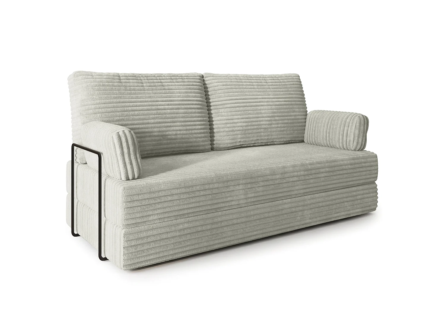 Canapé compressé SILAR avec cadre métallique, Velours côtelé TILIA, Gris clair