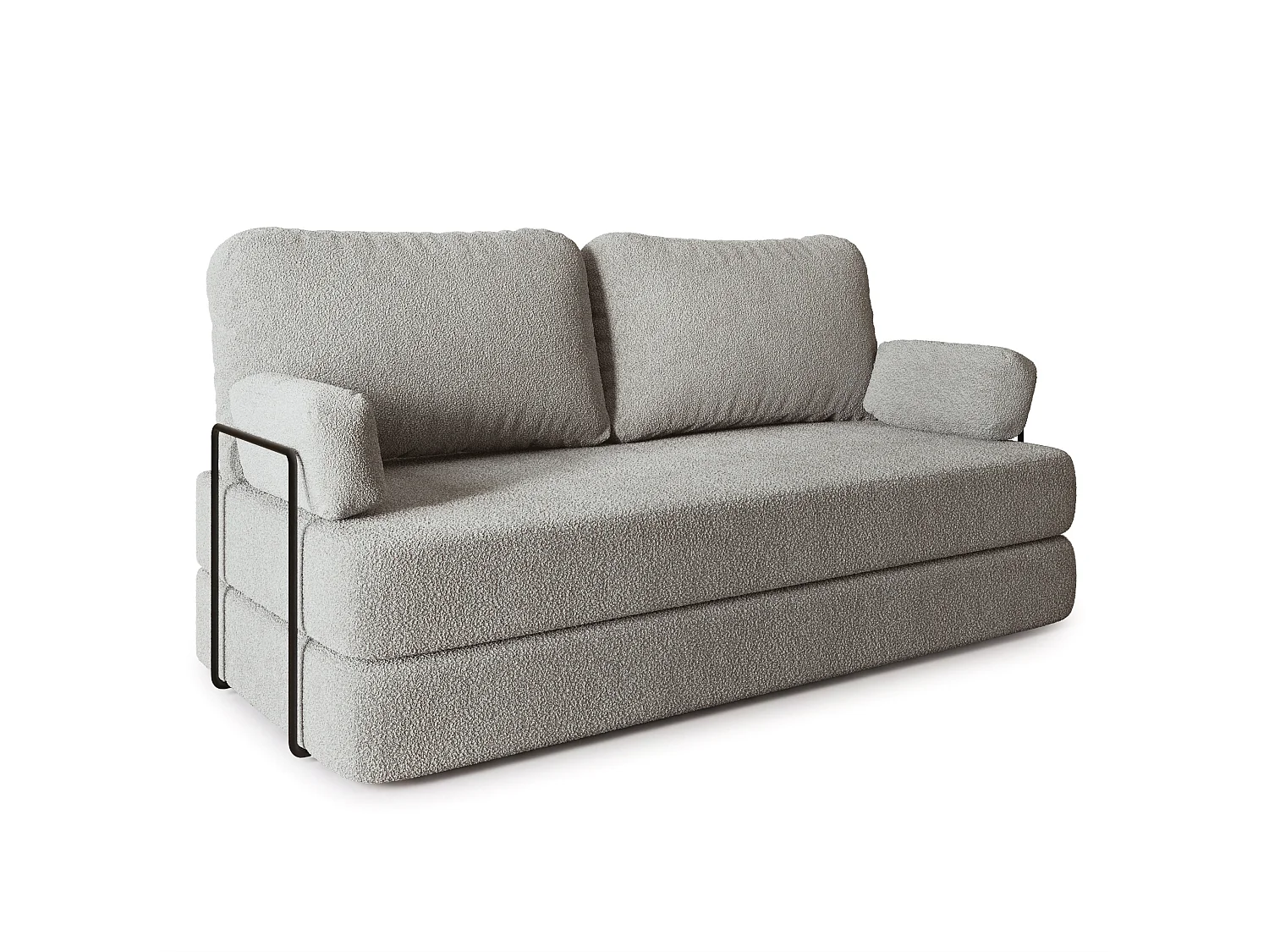 Canapé compressé NIKSI avec cadre métallique, Tissu bouclé, Gris clair