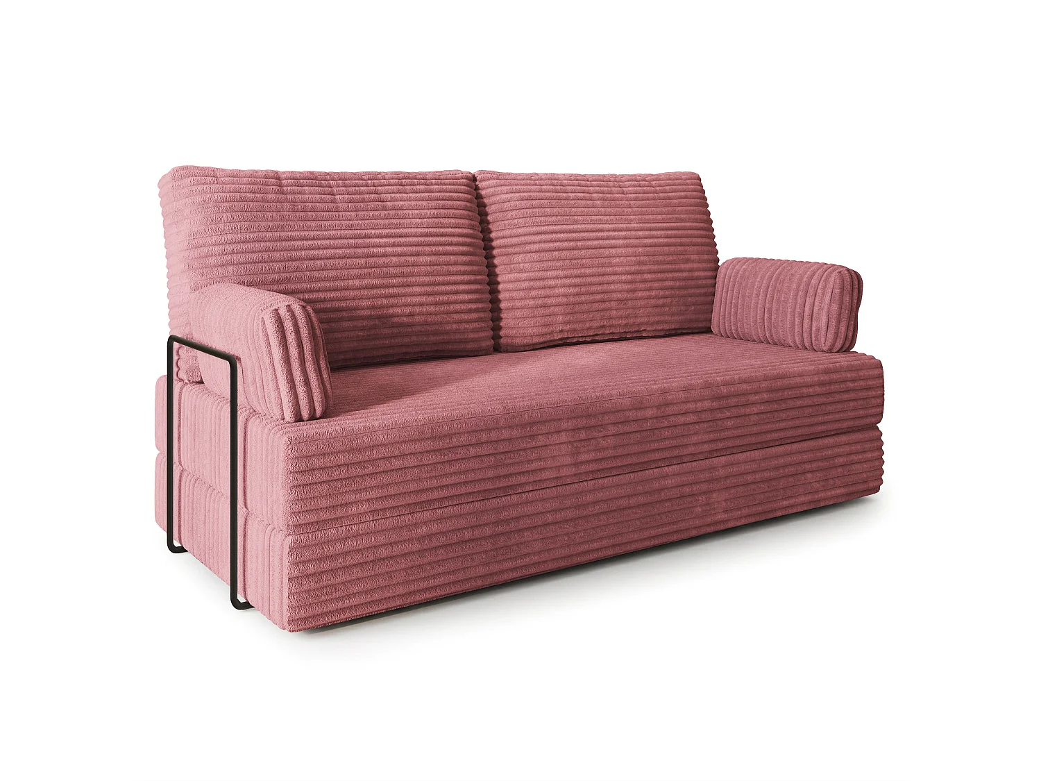 Canapé compressé SILAR avec cadre métallique, Velours côtelé TILIA, Rose poudré