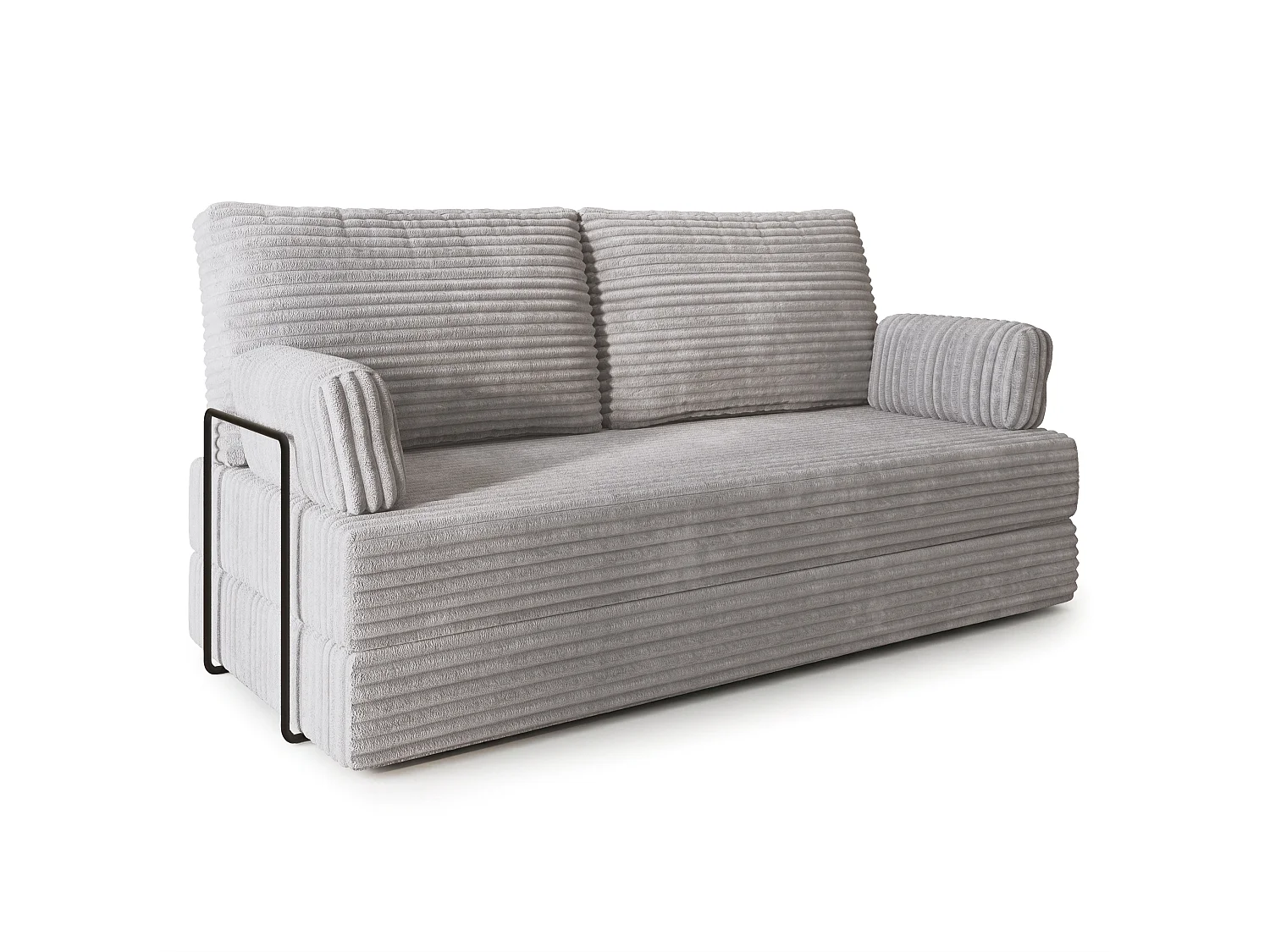 Canapé compressé SILAR avec cadre métallique, Velours côtelé TILIA, Gris clair