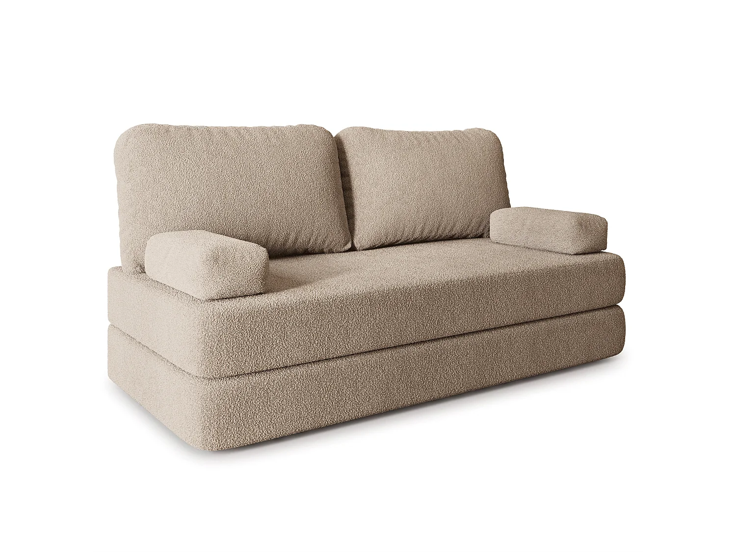 Canapé compressé NIKSI sans cadre métallique, Tissu bouclé, Beige