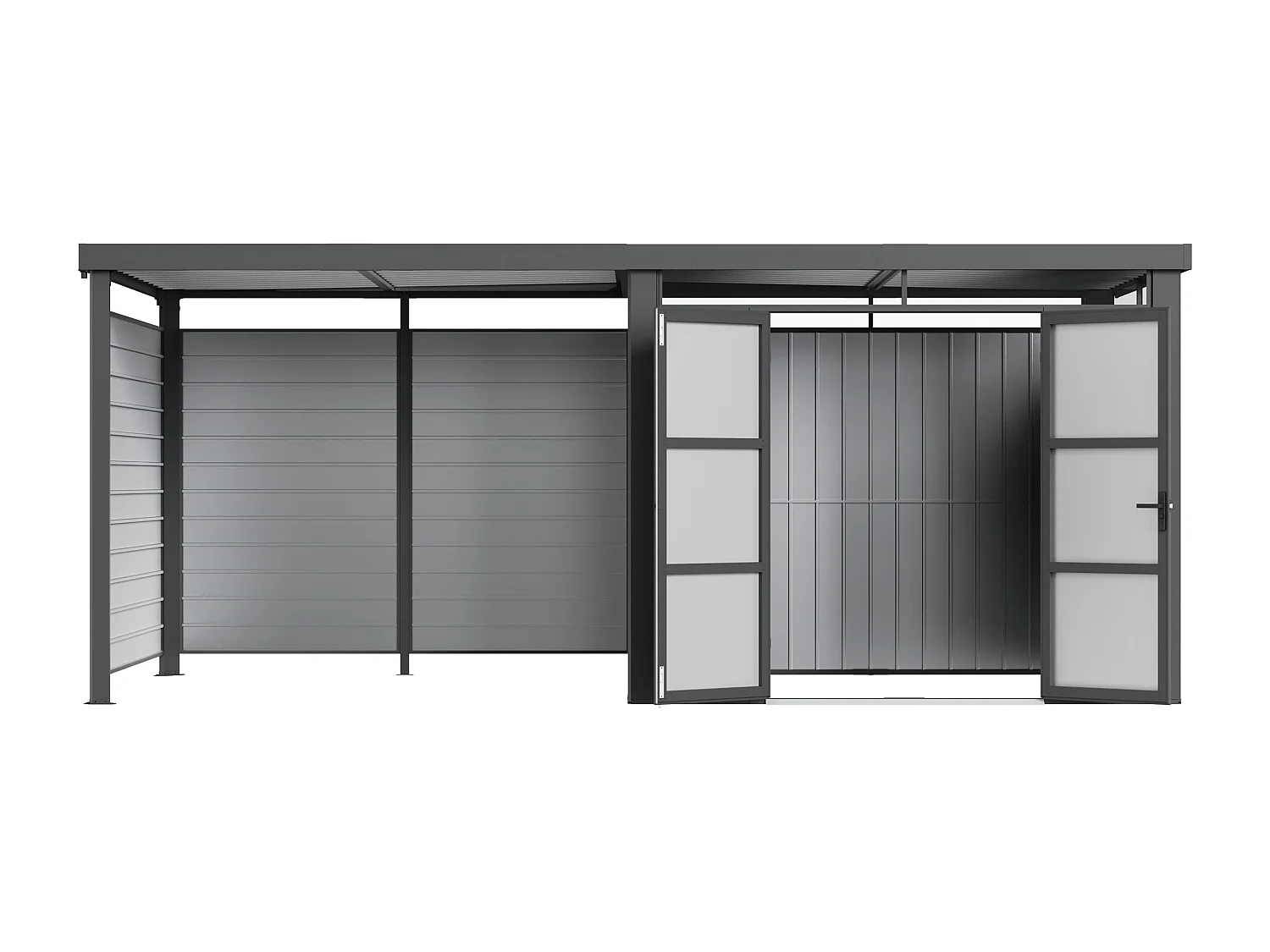 Abri de jardin métal en acier galvanisé avec appentis 6,25 m² - Gris anthracite - MERANO