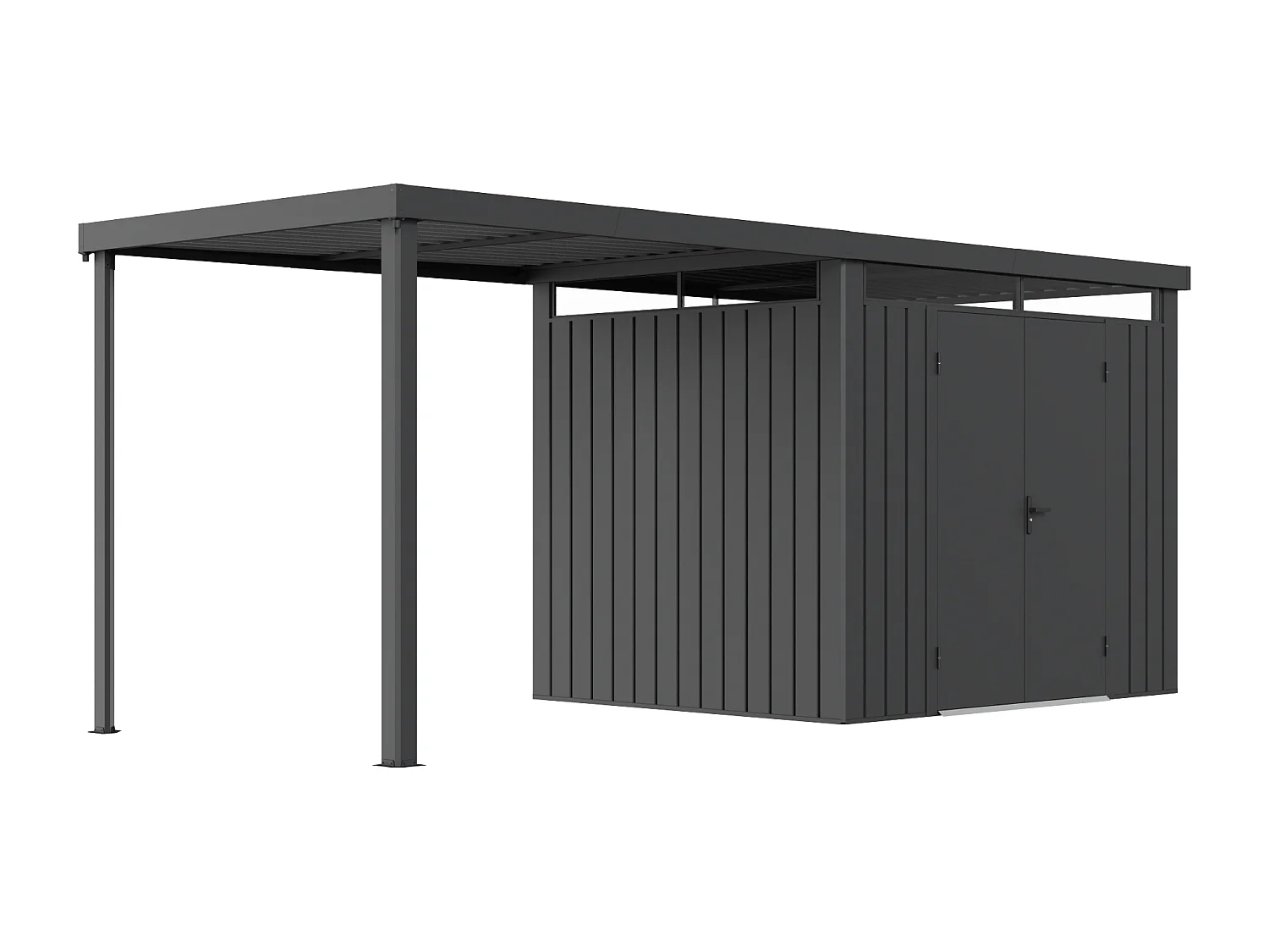 Abri de jardin métal en acier galvanisé avec appentis 6,25 m² - Gris anthracite - MERANO
