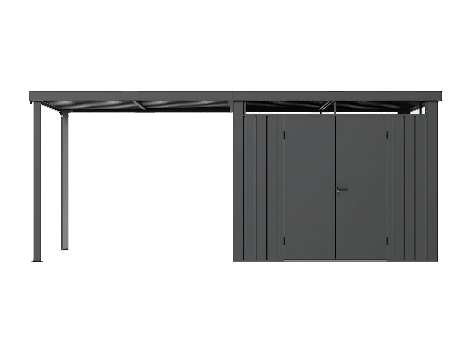 Abri de jardin métal en acier galvanisé avec appentis 6,25 m² - Gris anthracite - MERANO