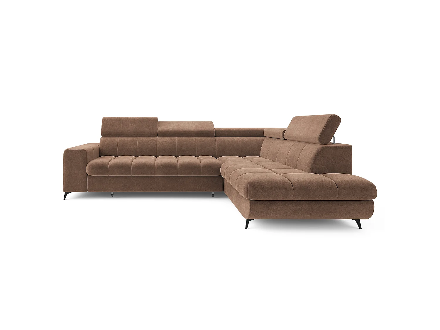 Hoekbank MORIVA, met slaapfunctie, Veloursstof Beige