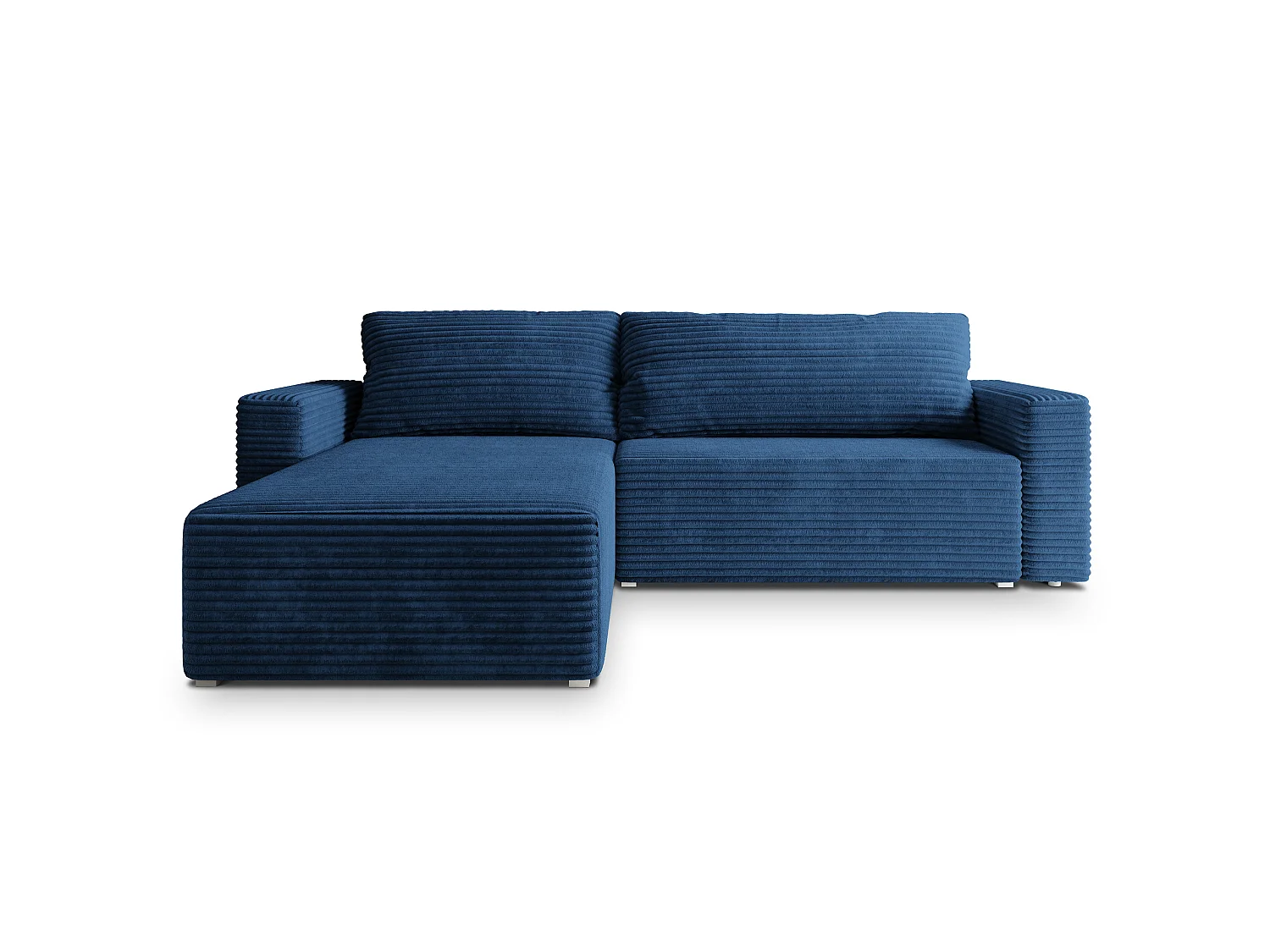 Hoekbank CALTI, met slaapfunctie, Cordstof Blauw