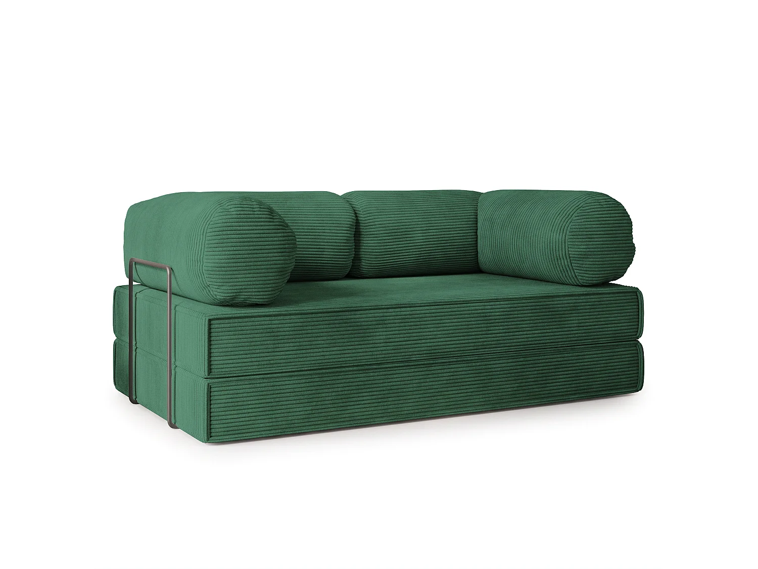 Canapé compressé ALVIO avec cadre métallique, Velours côtelé POSO, Vert