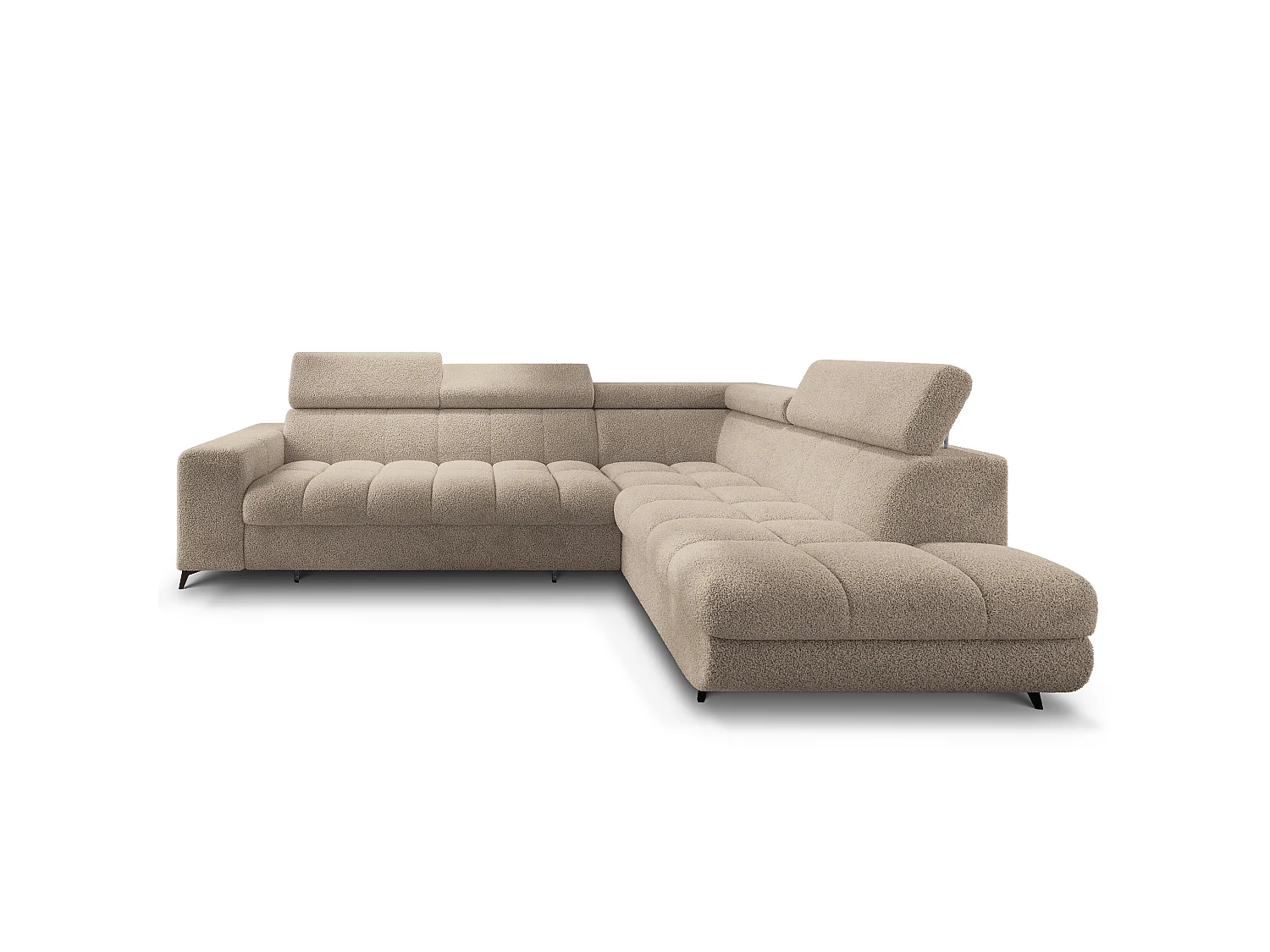 Hoekbank MORIVA, met slaapfunctie, Boucléstof Beige