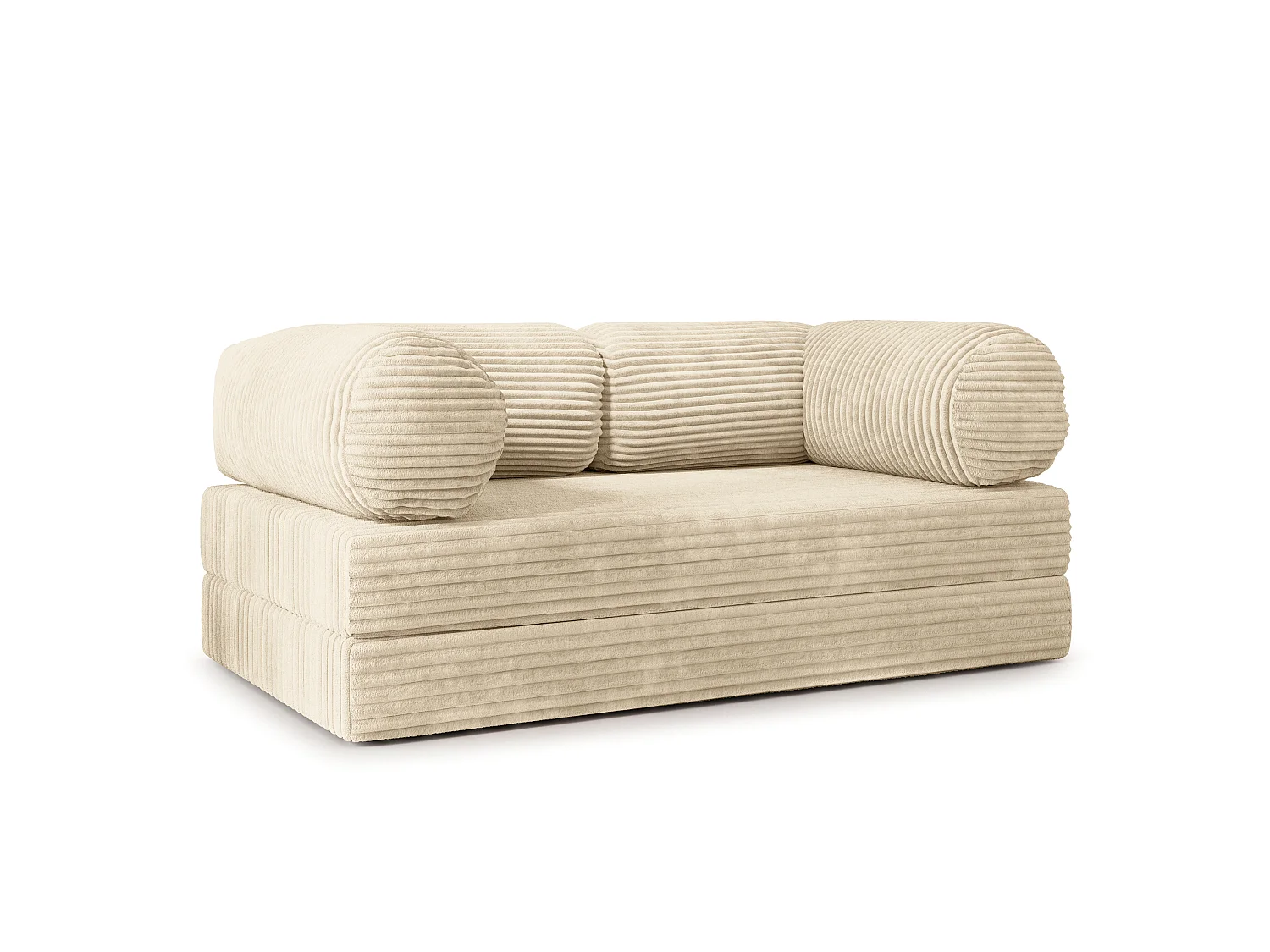 Canapé compressé ALVIO sans cadre métallique, Velours côtelé TILIA, Crème