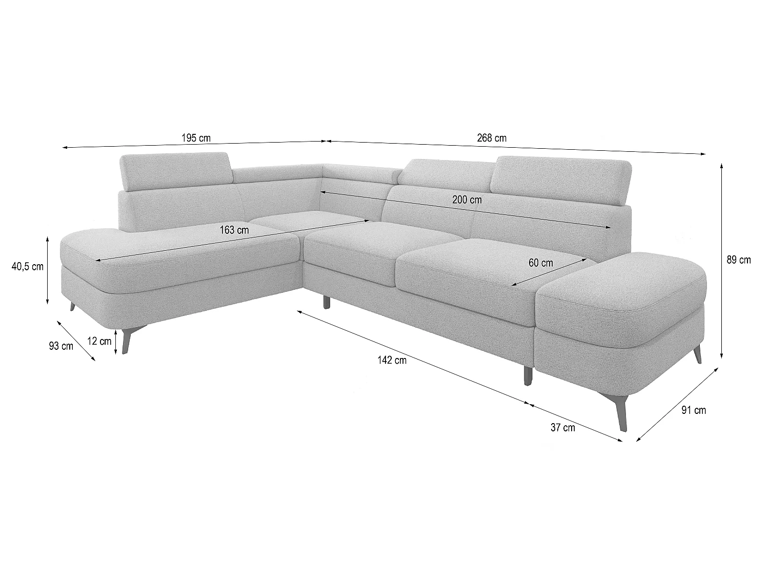 Hoekbank AVISE, met slaapfunctie, Boucléstof Bruin