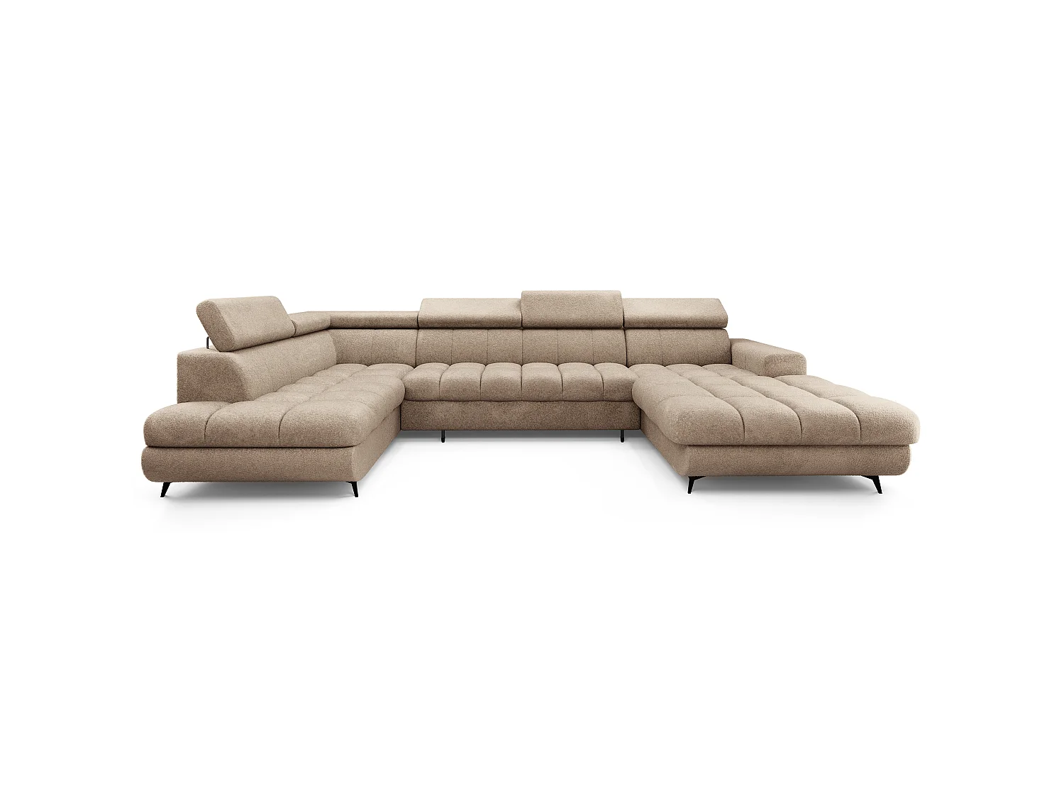 Hoekbank CORENO, met slaapfunctie, Boucléstof Beige