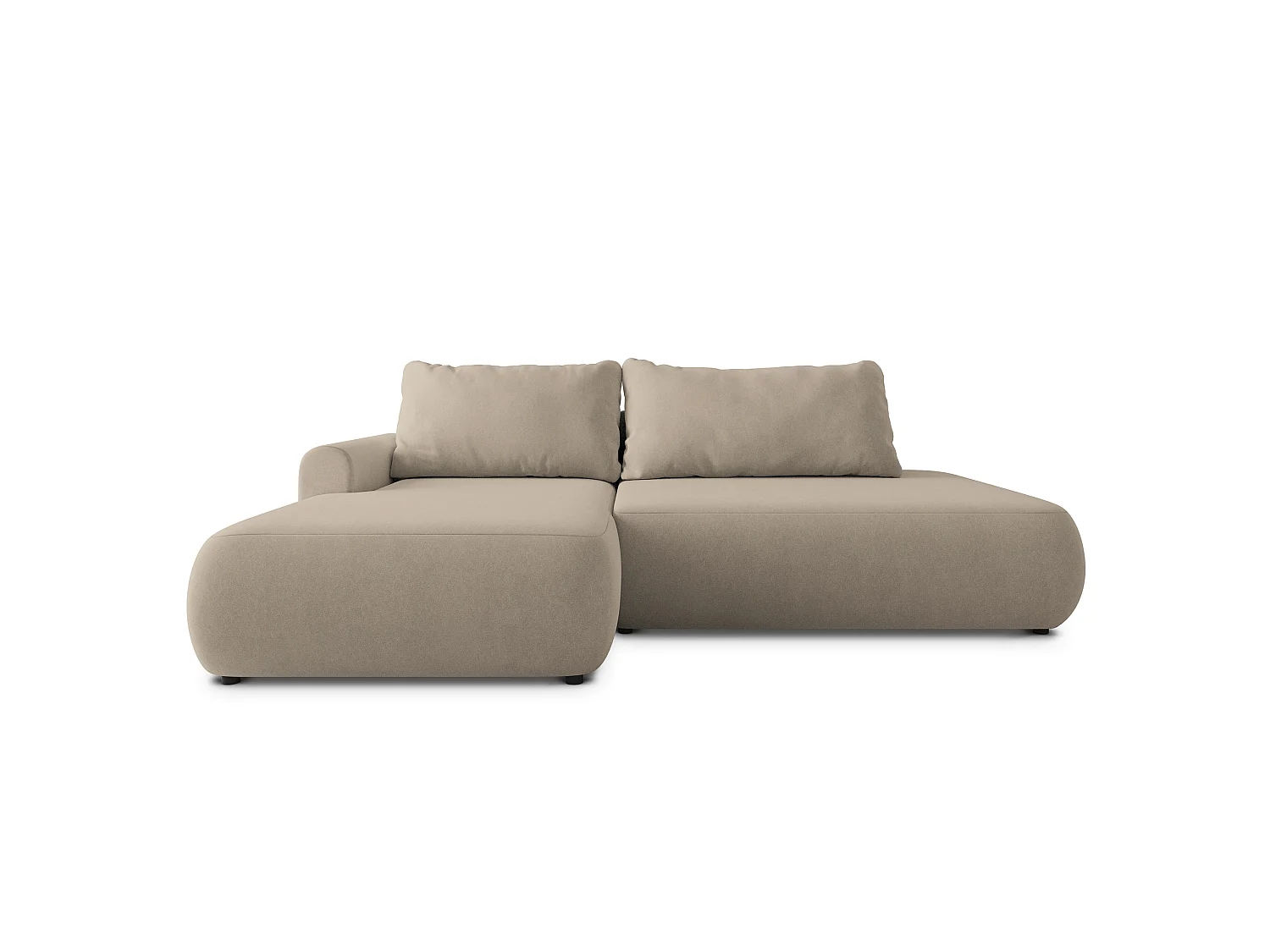 Hoekbank NUVIRA, met slaapfunctie, Fluweelstof Beige