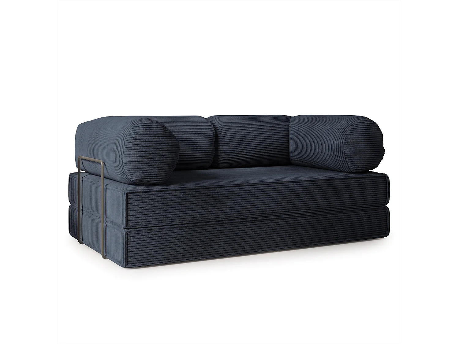 Canapé compressé ALVIO avec cadre métallique, Velours côtelé POSO, Noir