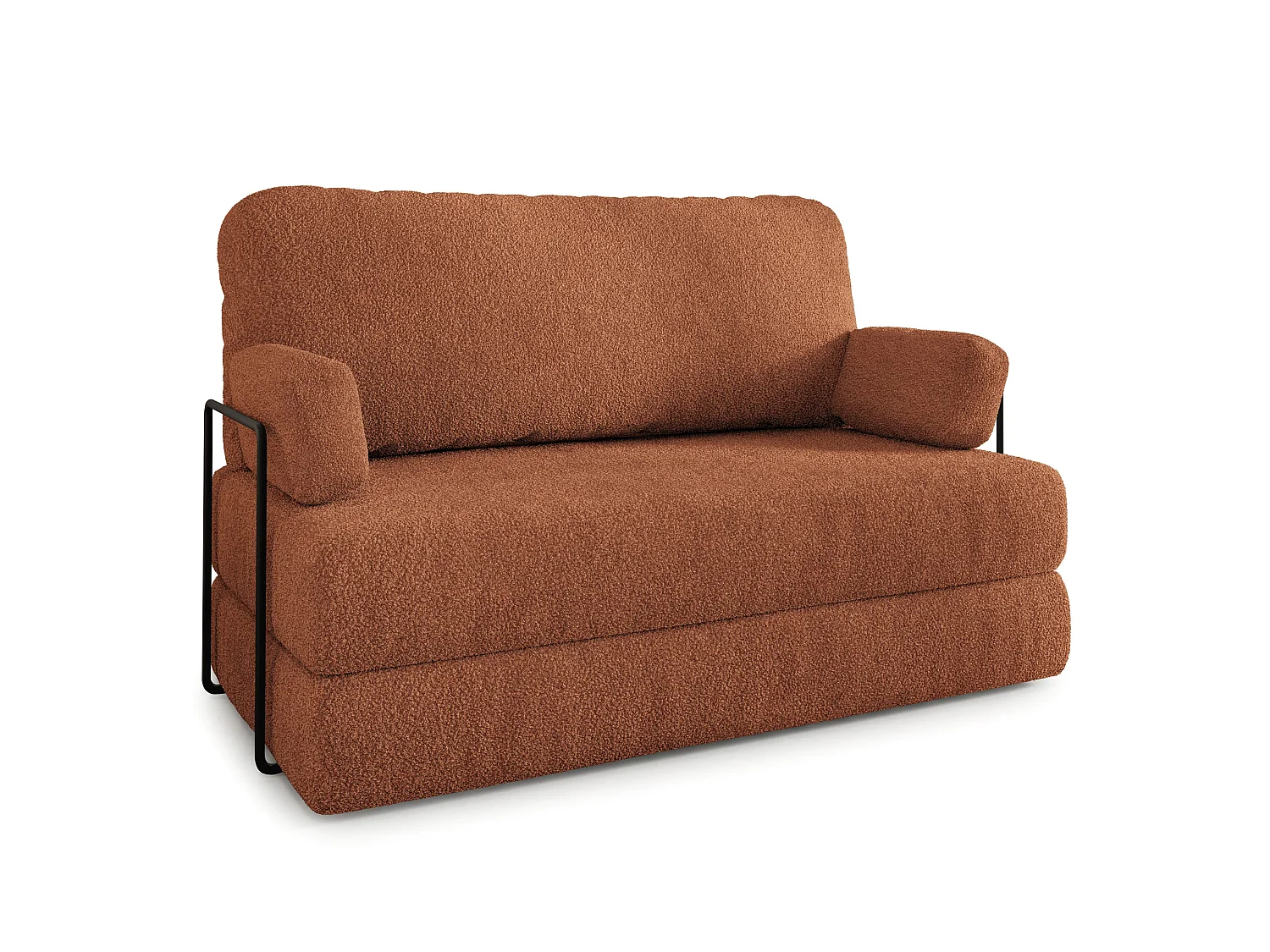 Canapé compressé KESTE avec cadre métallique, Tissu bouclé, Cuivré