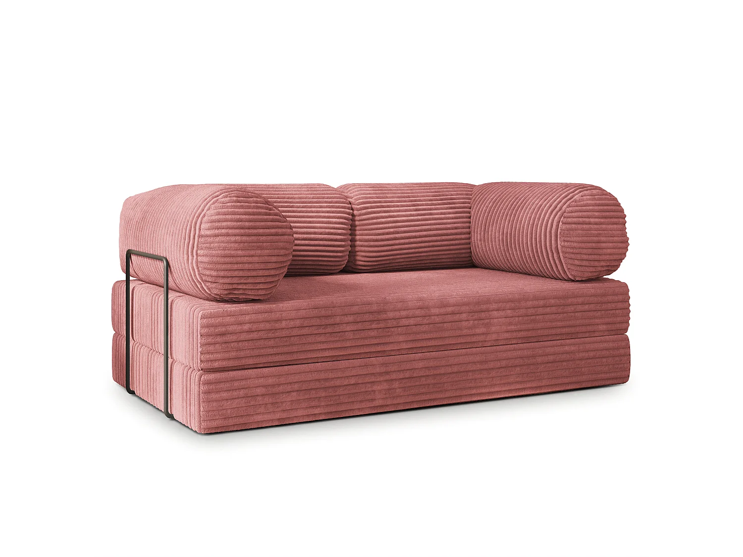 Canapé compressé ALVIO avec cadre métallique, Velours côtelé TILIA, Rose poudré