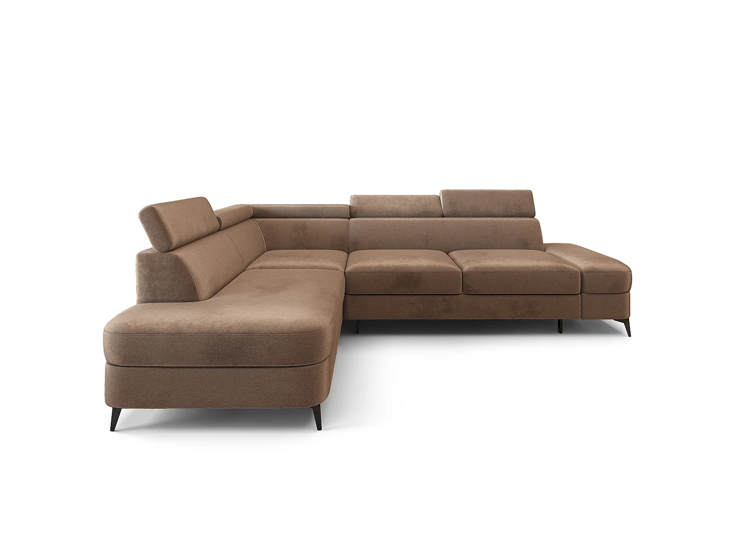 Hoekbank AVISE, met slaapfunctie, Veloursstof Beige