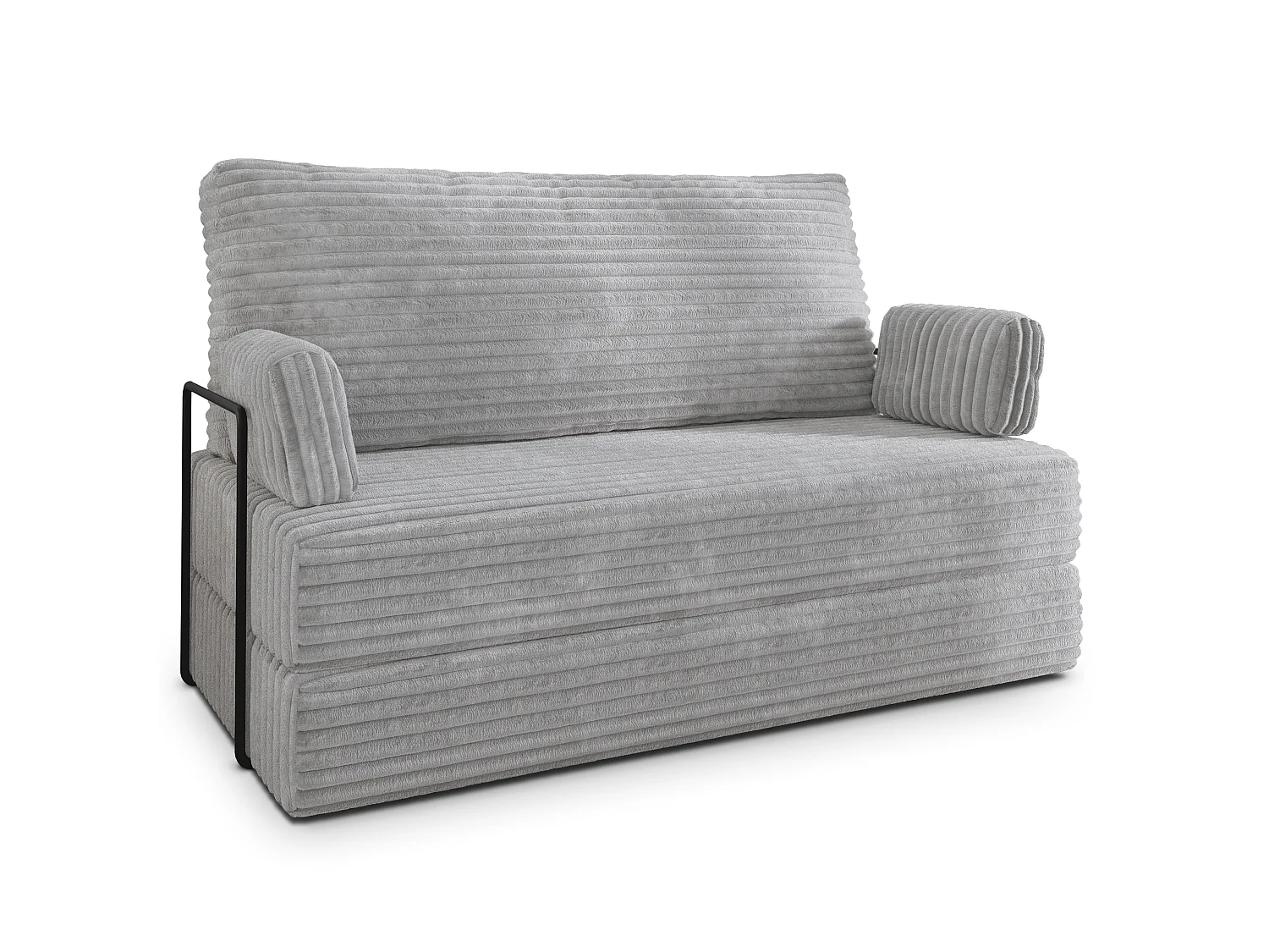 Canapé compressé LADIA avec cadre métallique, Velours côtelé TILIA, Gris clair