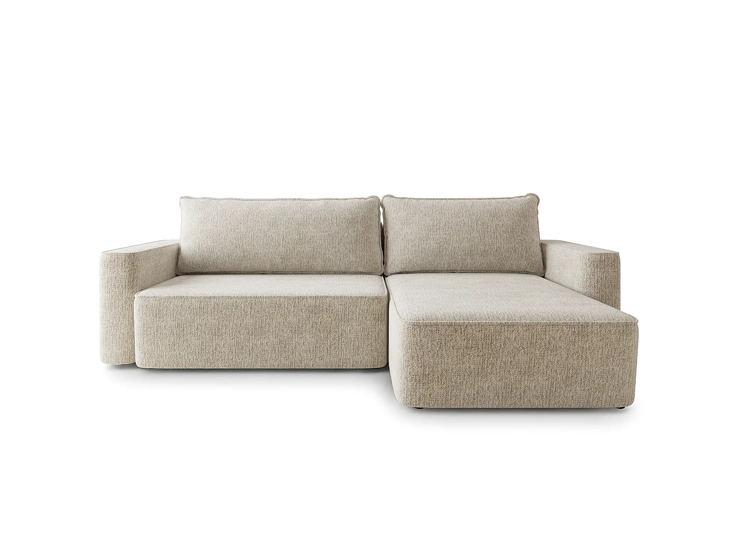 Hoekbank BELARO, met slaapfunctie, Chenille Crème