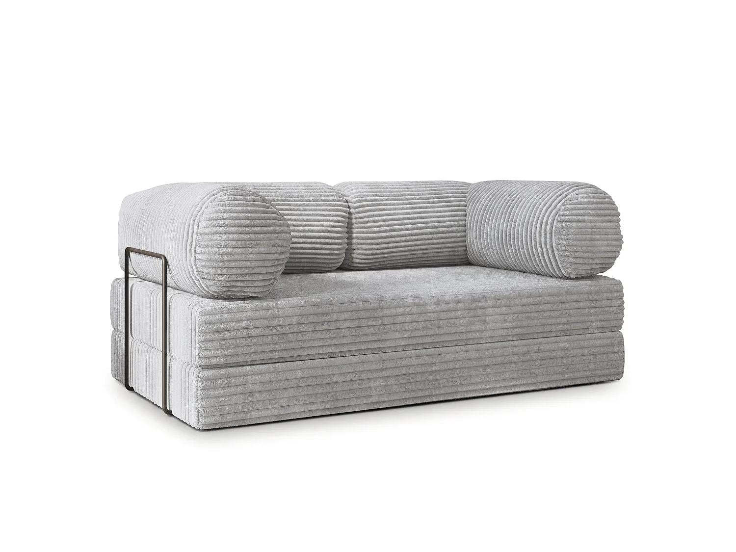 Canapé compressé ALVIO avec cadre métallique, Velours côtelé TILIA, Gris clair