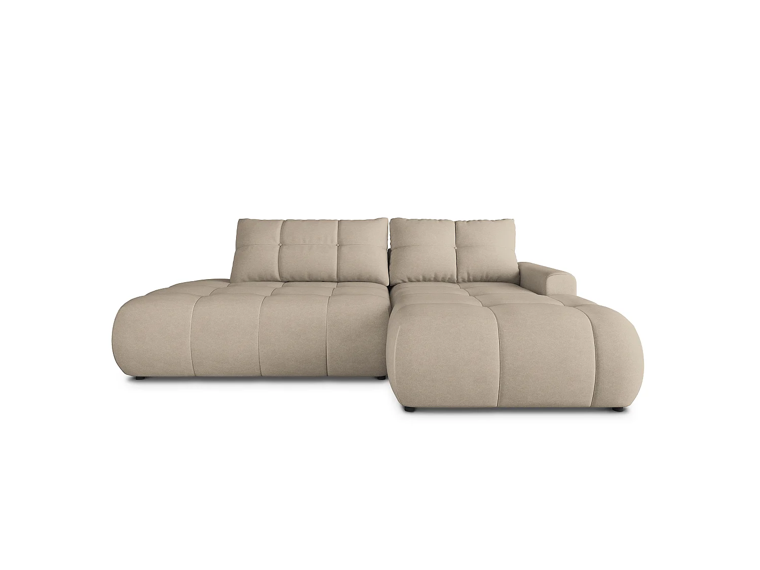 Hoekbank FLUMA, met slaapfunctie, Fluweelstof Beige