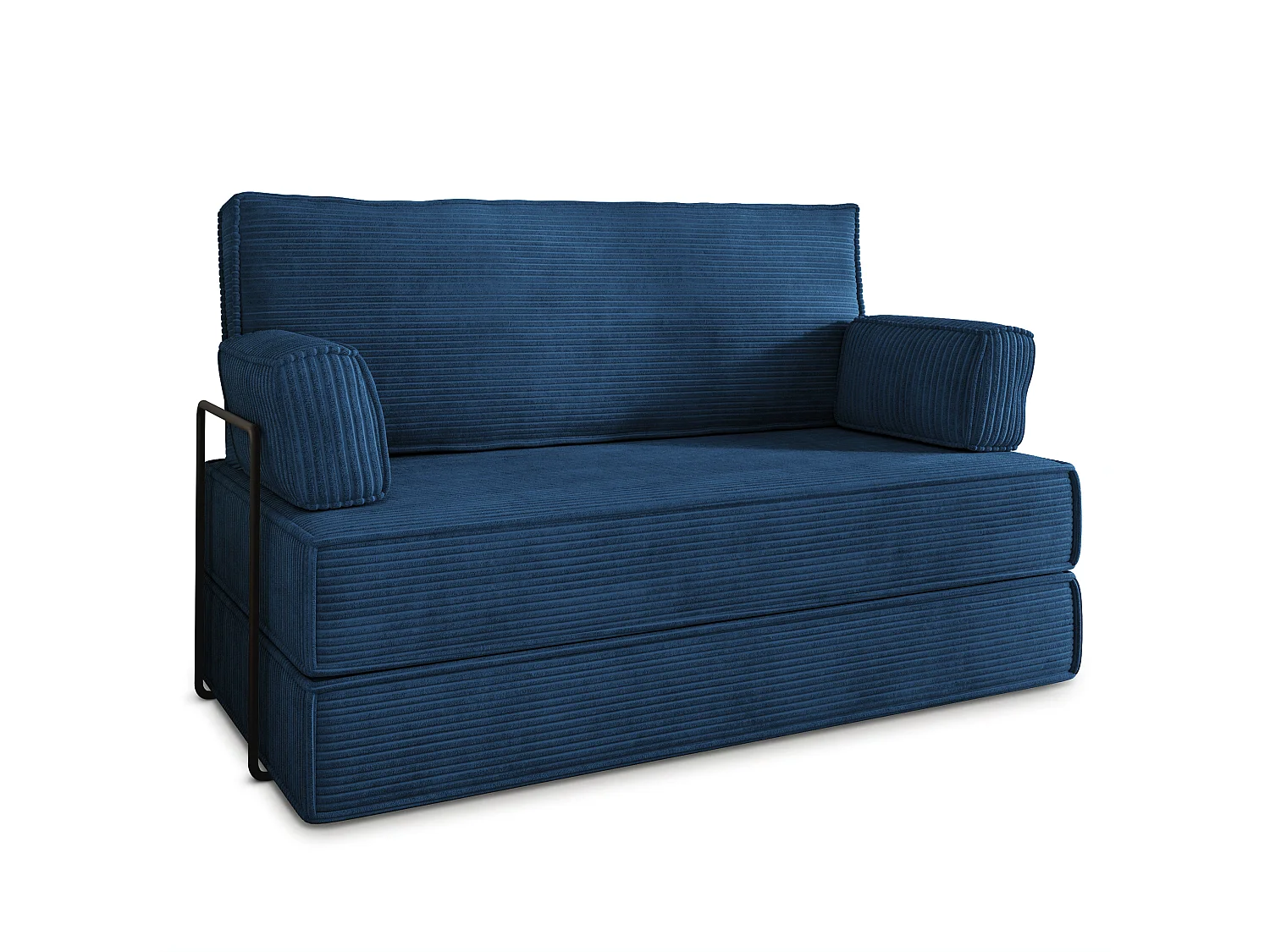 Canapé compressé LADIA avec cadre métallique, Velours côtelé POSO, Bleu