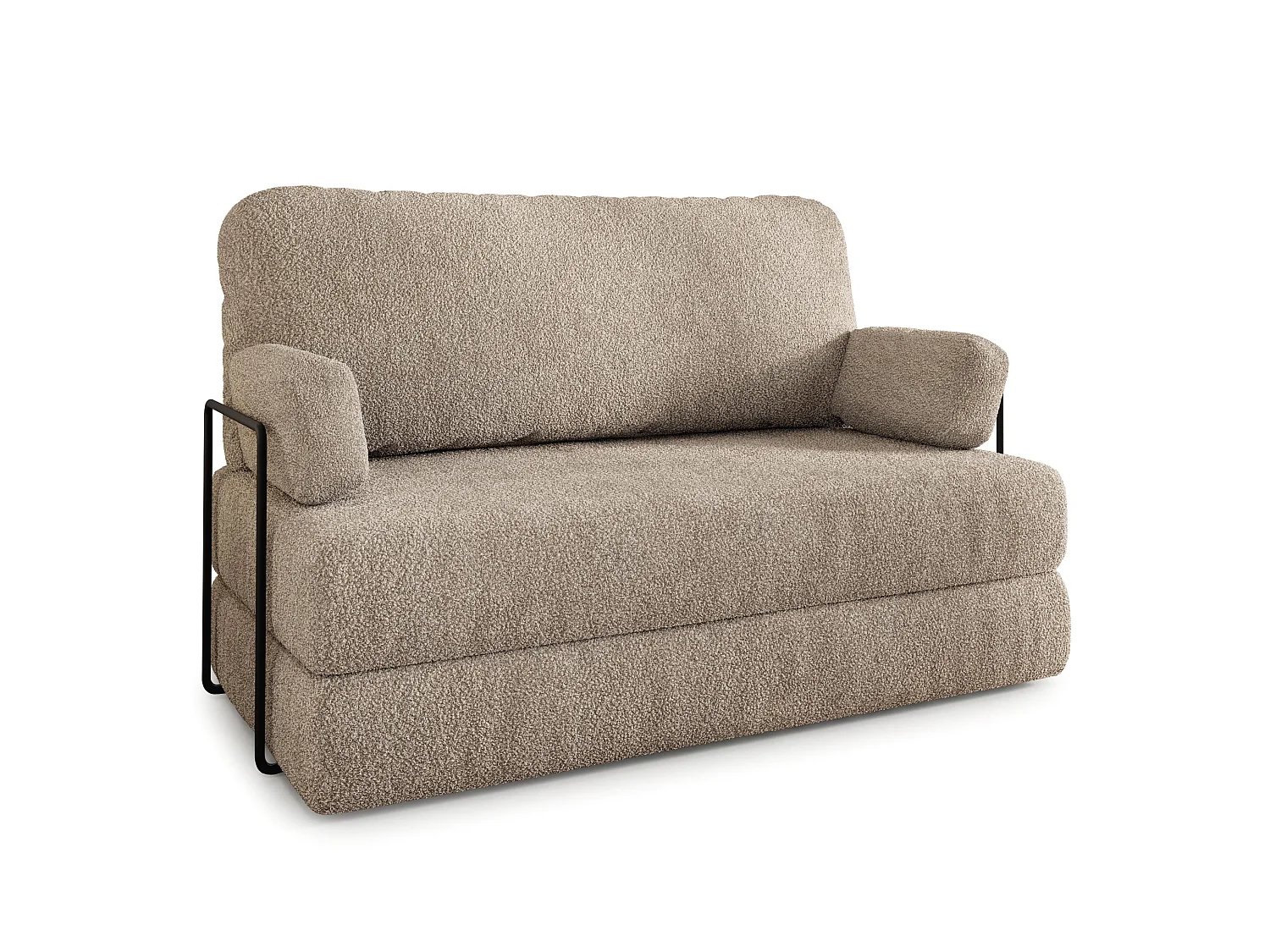 Canapé compressé KESTE avec cadre métallique, Tissu bouclé, Beige