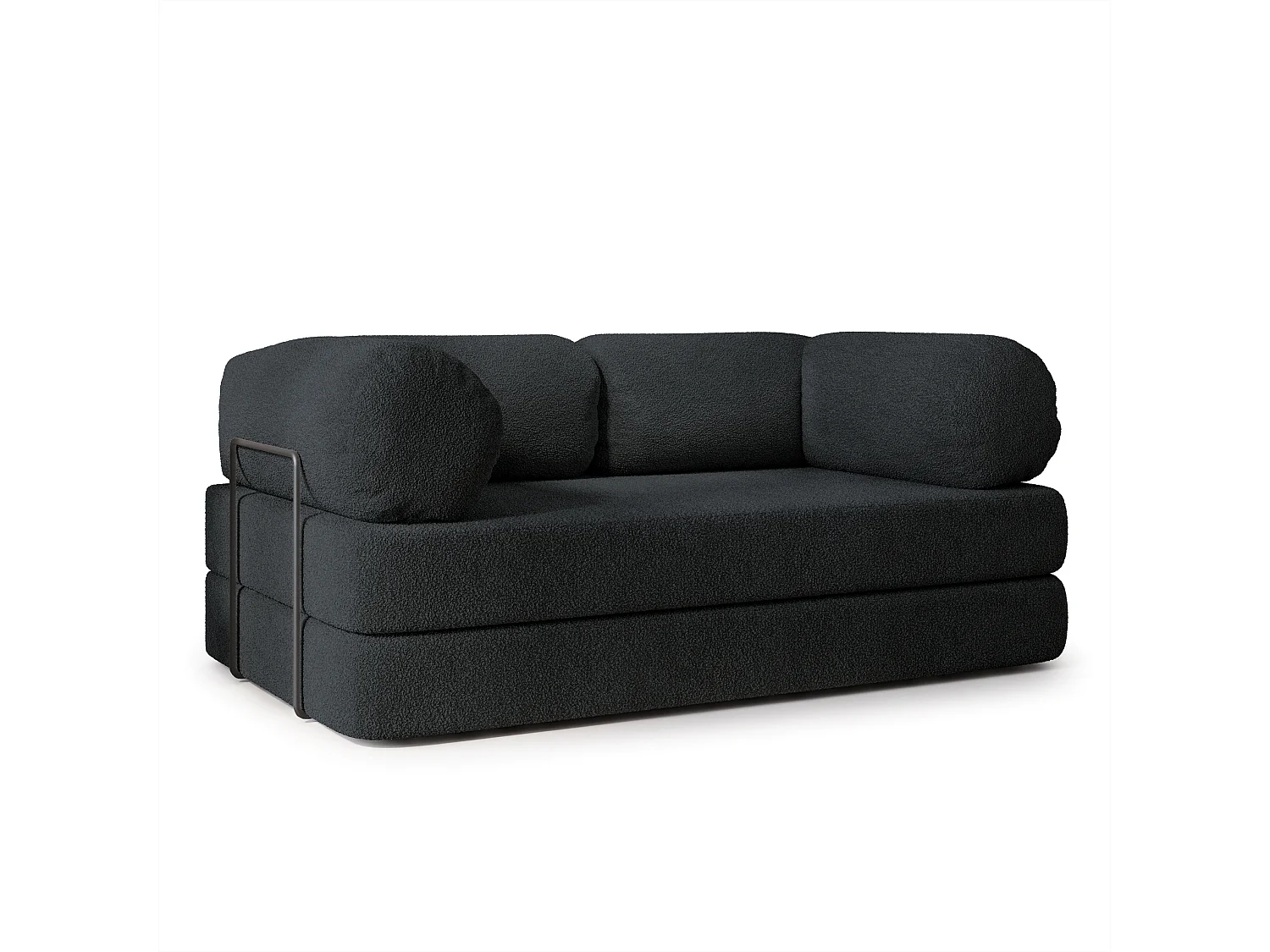 Canapé compressé EIREN avec cadre métallique, Tissu bouclé, Noir