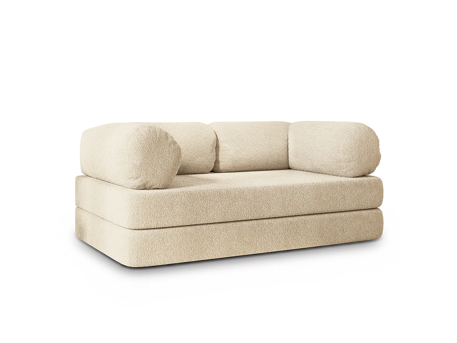Canapé compressé EIREN sans cadre métallique, Tissu bouclé, Crème